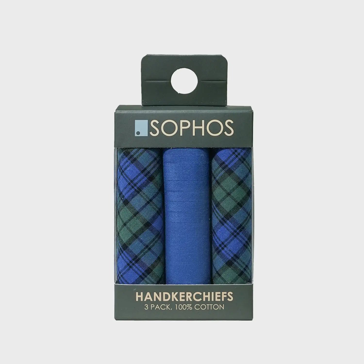 Blue & Green Tartan Handkerchiefs - Pack of 3