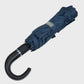 Blue umbrella with black handle on a light gray background