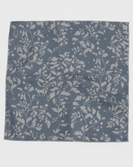 Light blue fabric with a white leaf pattern