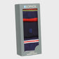 Pack of socks in a Sophos branded box on a light gray background