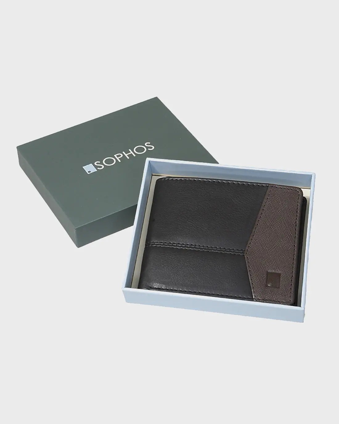 Pebble Grain Leather Wallet with Saffiano Texture Panels