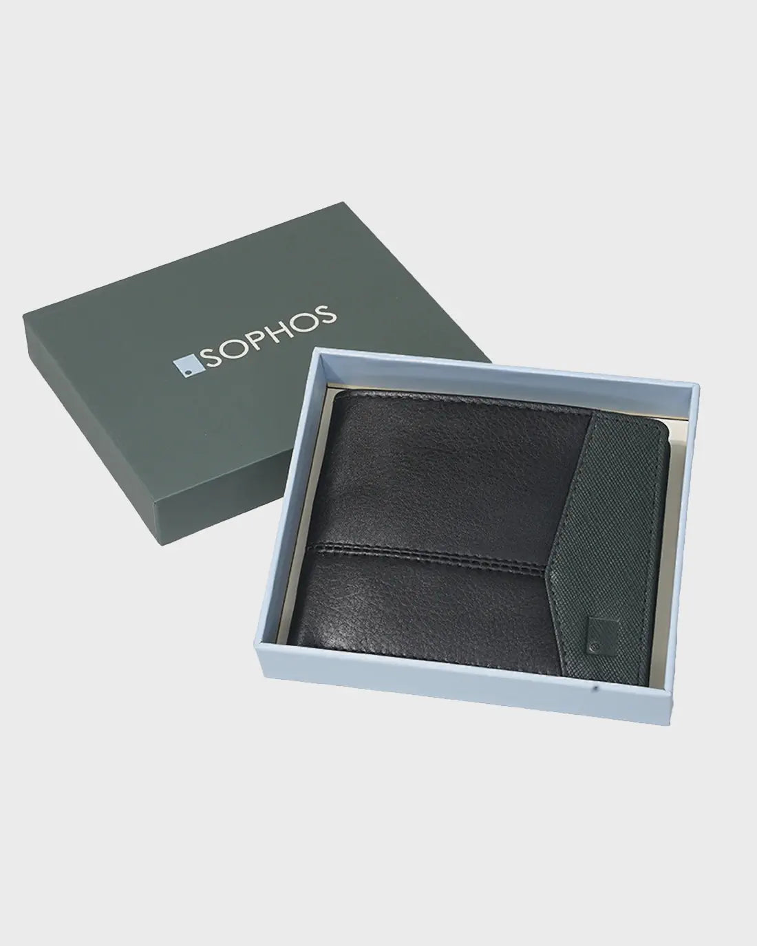 Pebble Grain Leather Wallet with Saffiano Texture Panels