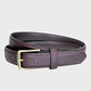 Brown leather belt on a light gray background