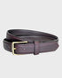 Brown leather belt on a light gray background