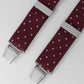 Burgundy braces on a light gray background
