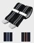Black braces with silver clips on a light gray background