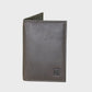 Brown leather wallet on a light gray background