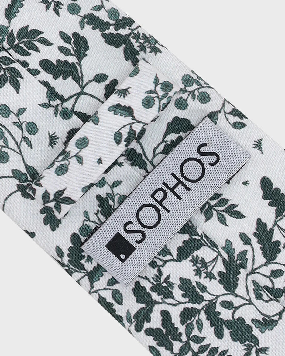Tie with a pattern and a visible Sophos label on a white background