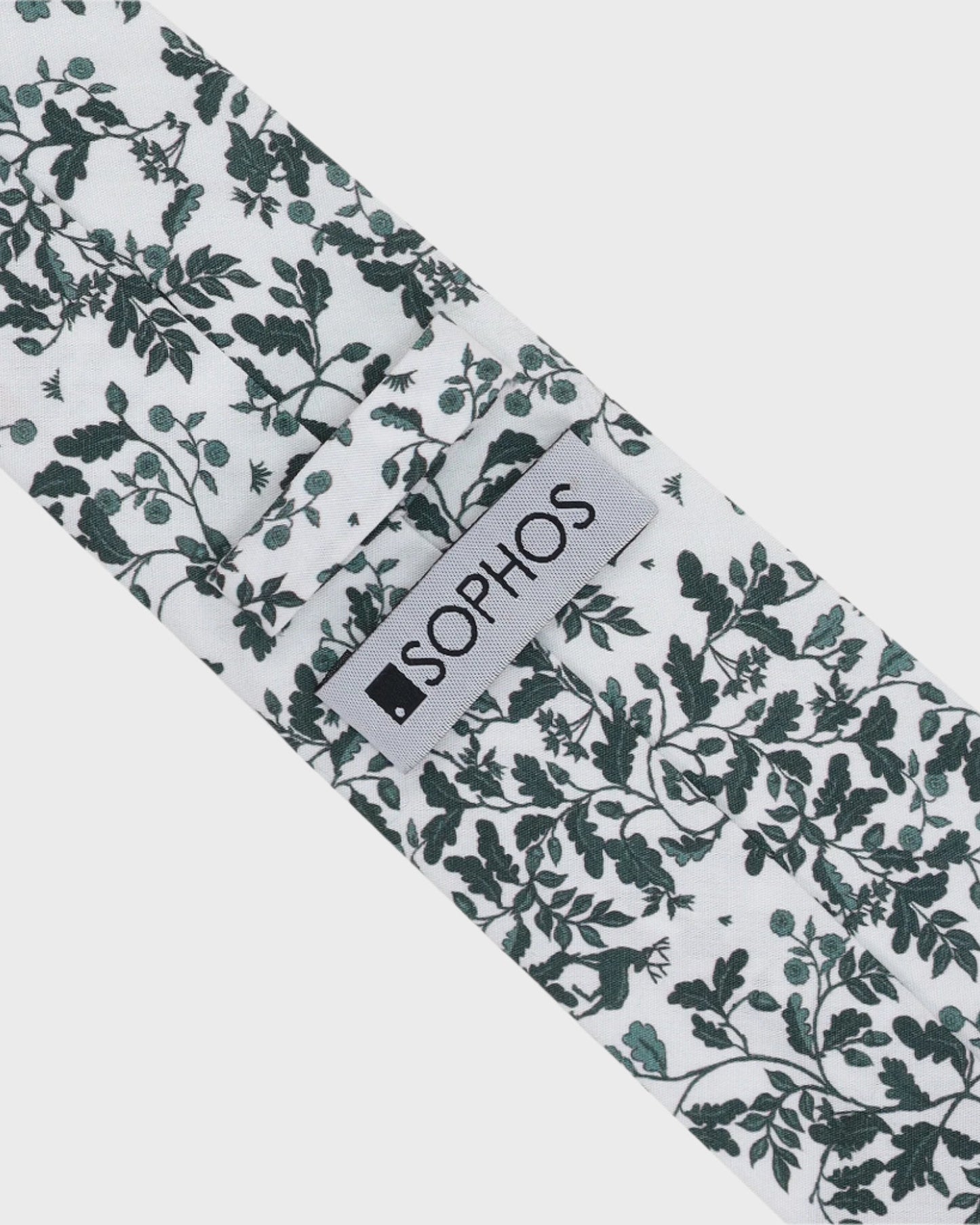 Patterned tie with 'Sophos' branding on a white background