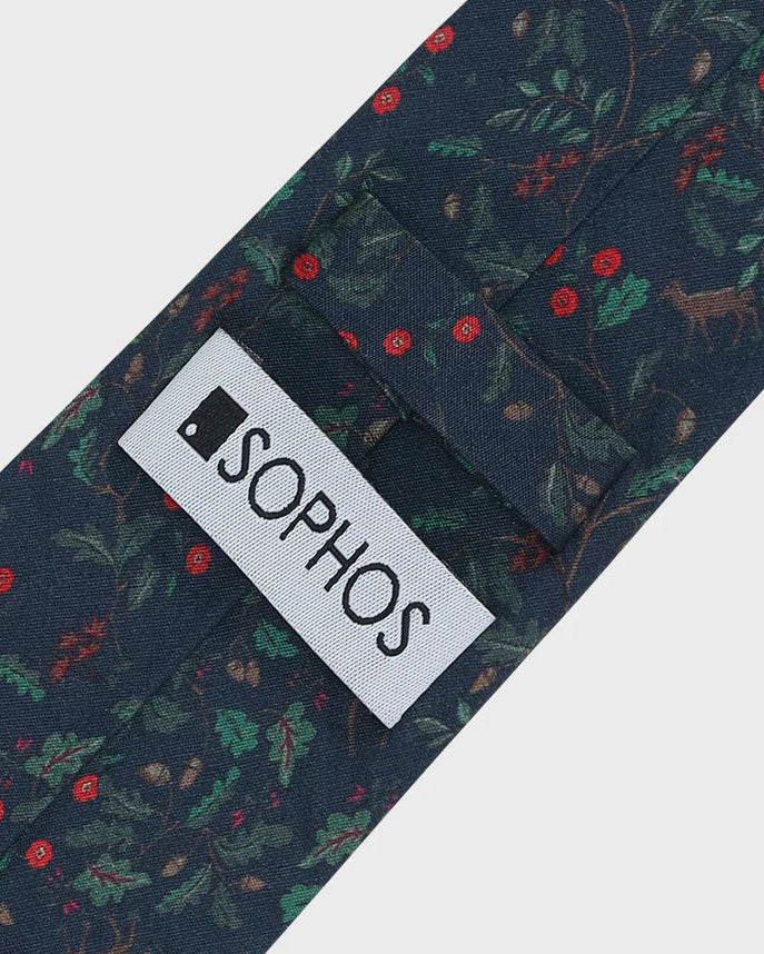 Navy tie with pattern and Sophos logo