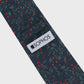 Navy tie with pattern and 'Sophos' label on a white background