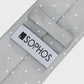 Gray tie with a Sophos label on a light gray background
