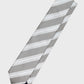 Gray and white striped tie on a light gray background