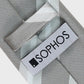 Gray tie with a Sophos label on a light gray background