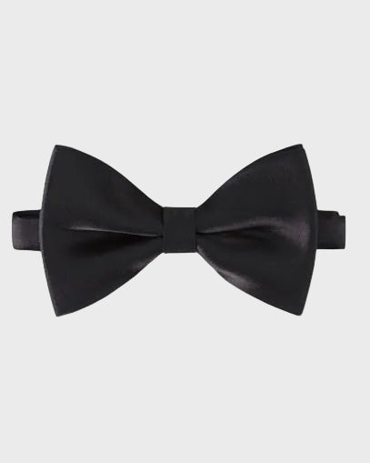 Black bow tie on a light gray background