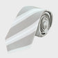 Gray and white striped tie on a light gray background