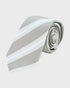 Gray and white striped tie on a light gray background