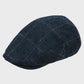 Blue checkered flat cap on a light gray background