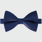 Navy blue bow tie on a light gray background