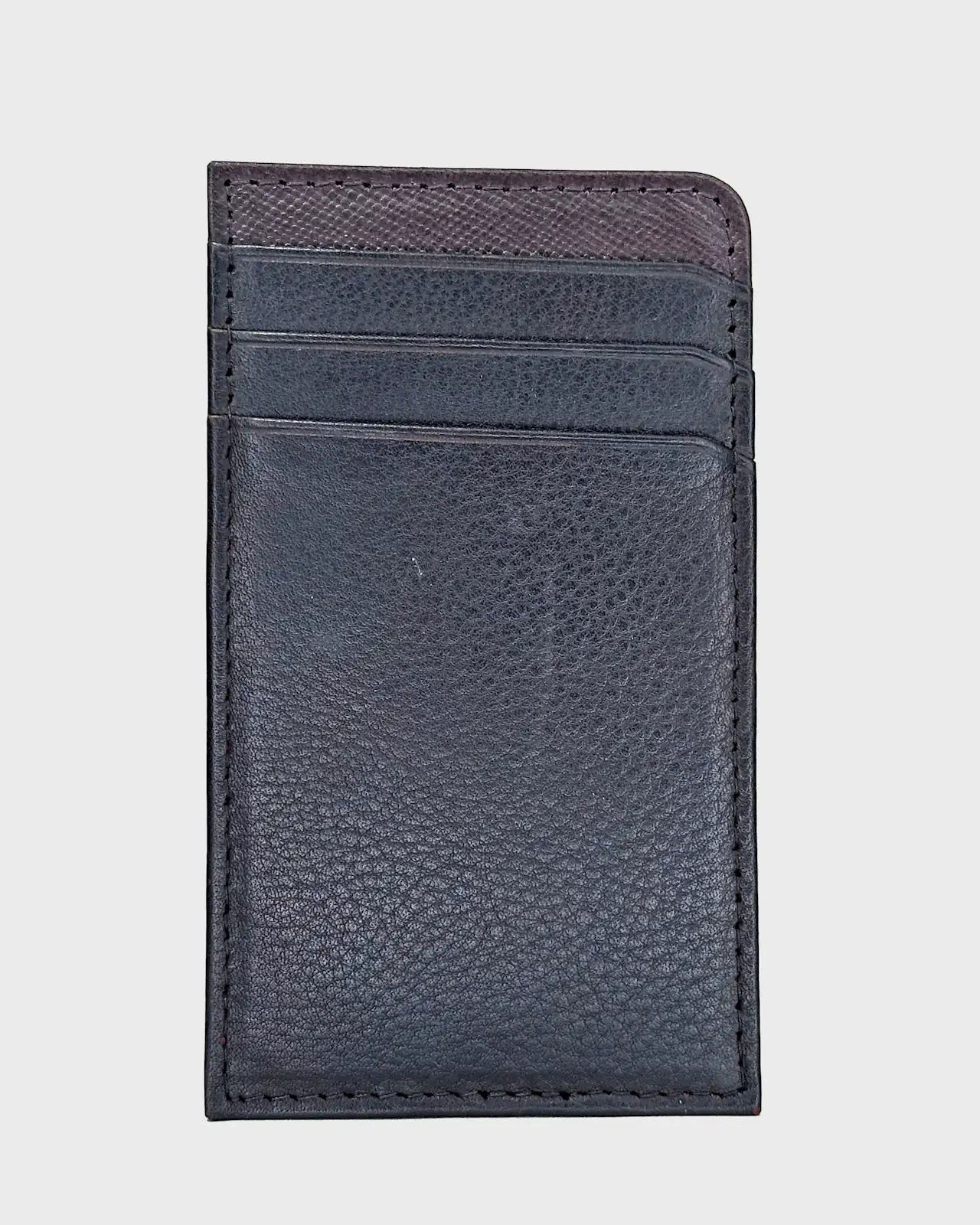 Brown cardholder on a light gray background