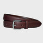 Brown leather belt on a light gray background