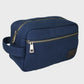 Navy toiletry bag on a white background